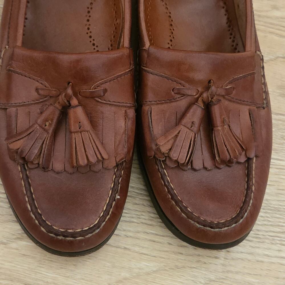JOHNSTON & MURPHY Leather Kiltie Tassel Slip On Shoes Loafers Mens Size 11 - Picture 5 of 8